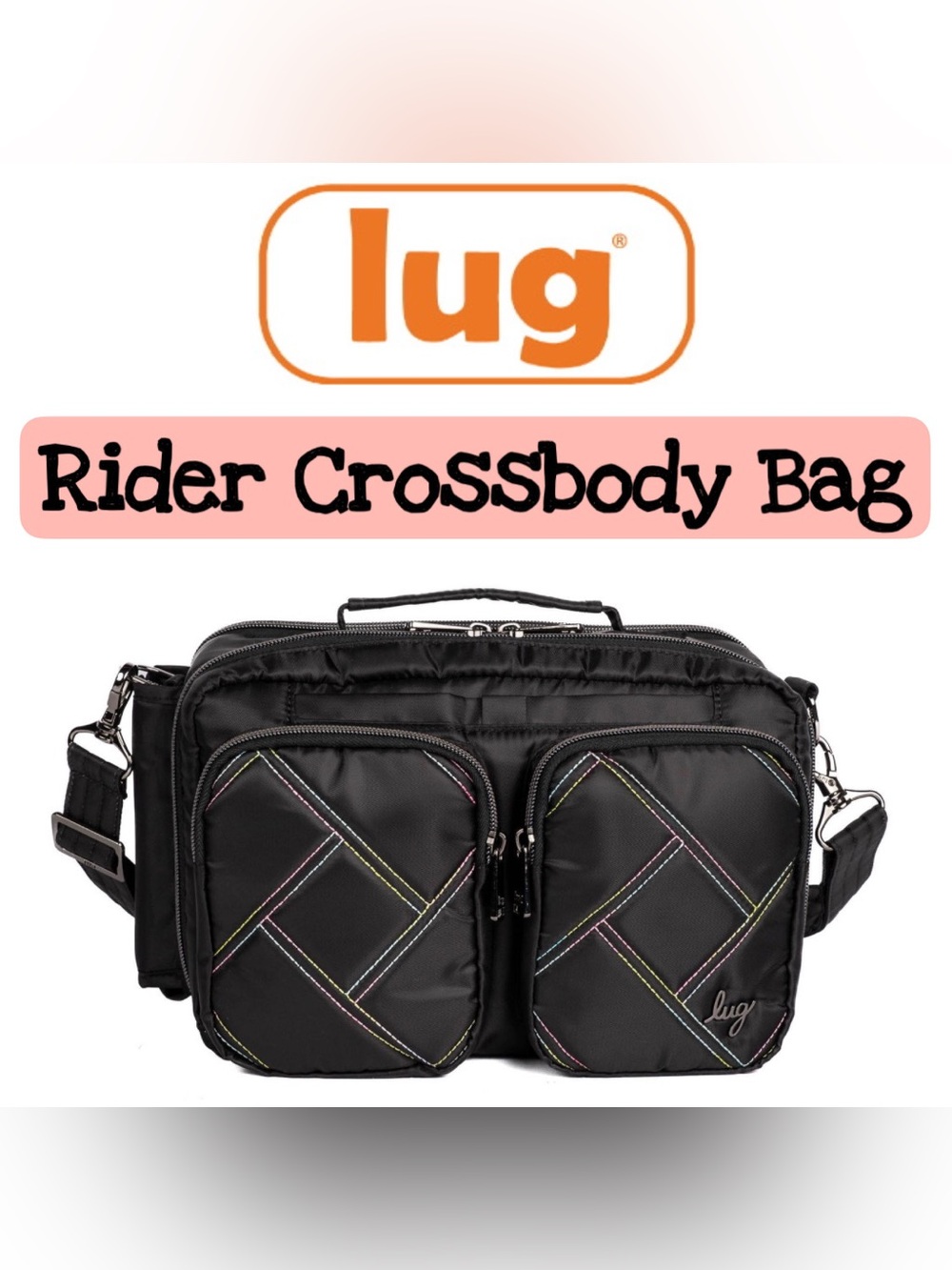 Lug Rider Crossbody Bag NWT Black Rainbow Stitch